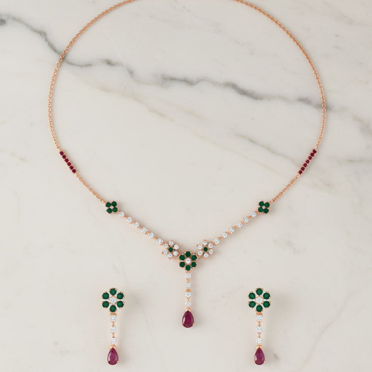Modern Diamond Glow Necklace Set