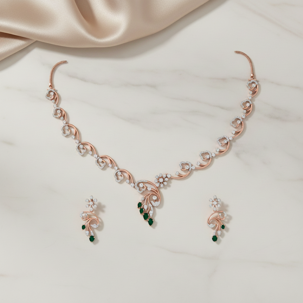 Glittering Diamond Glow Necklace Set