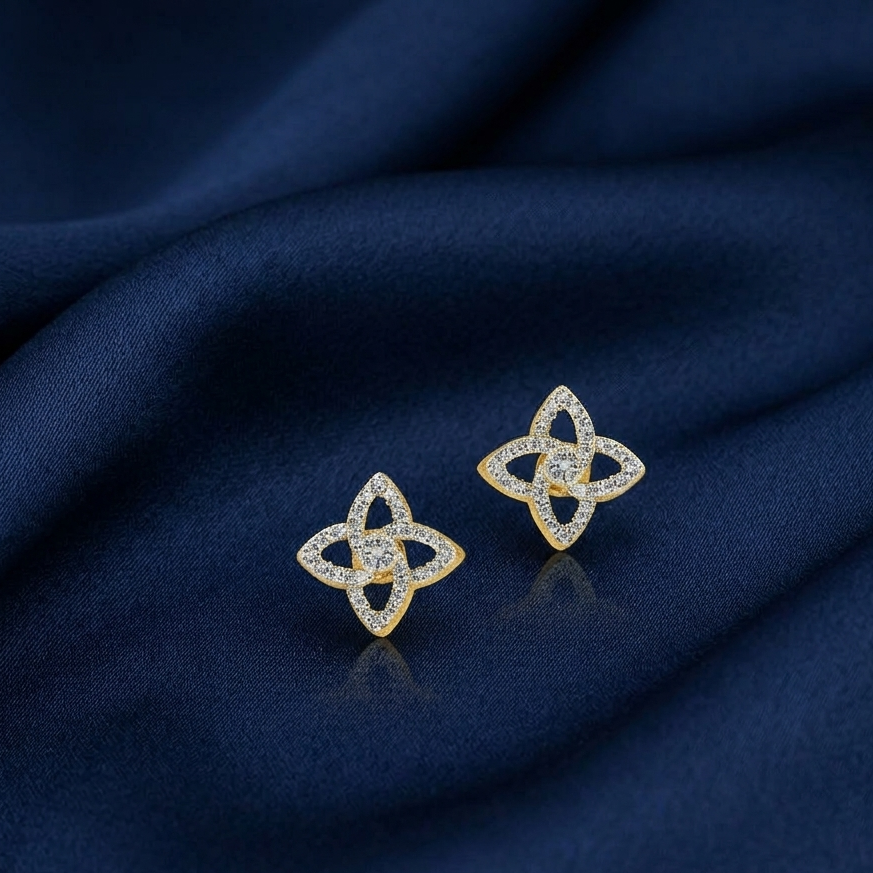 Elegant Cross Design Diamond Earrings - 3
