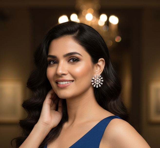 Crystal Gleam Diamond Earrings - 6