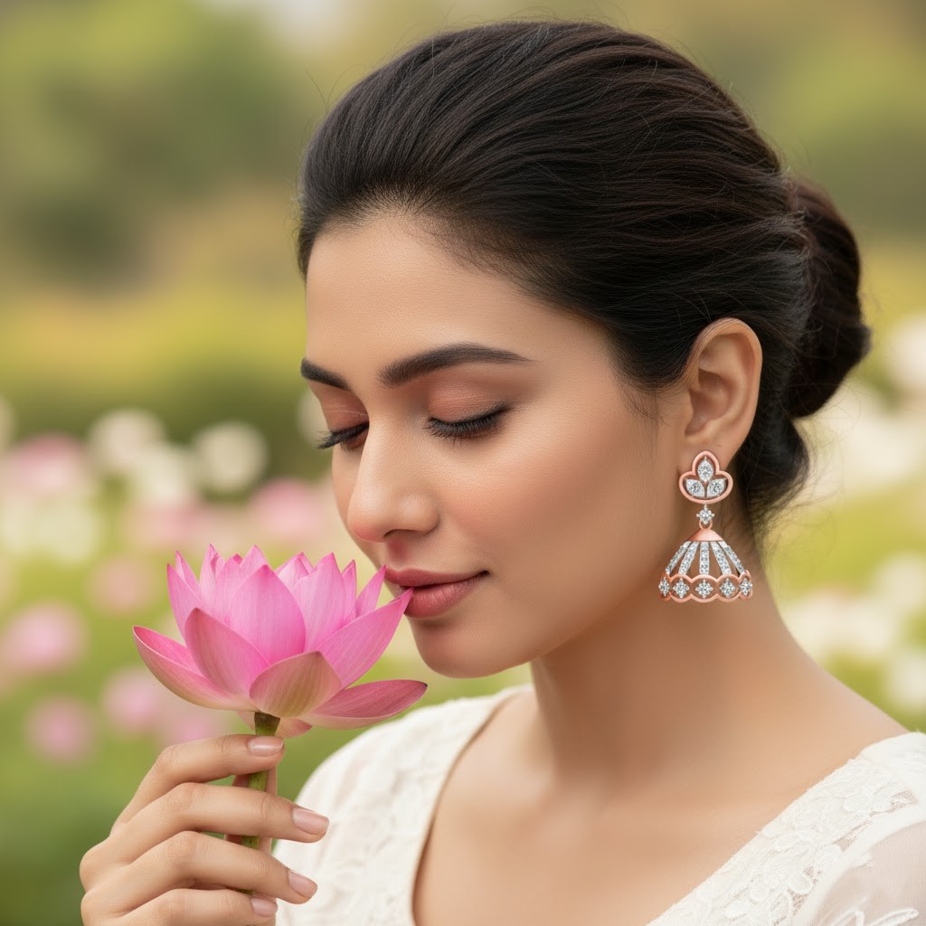 Statement Diamond Jhumki Earrings