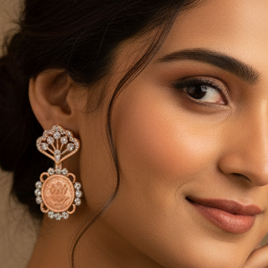 Silver Tone Diamond Dangler Earrings