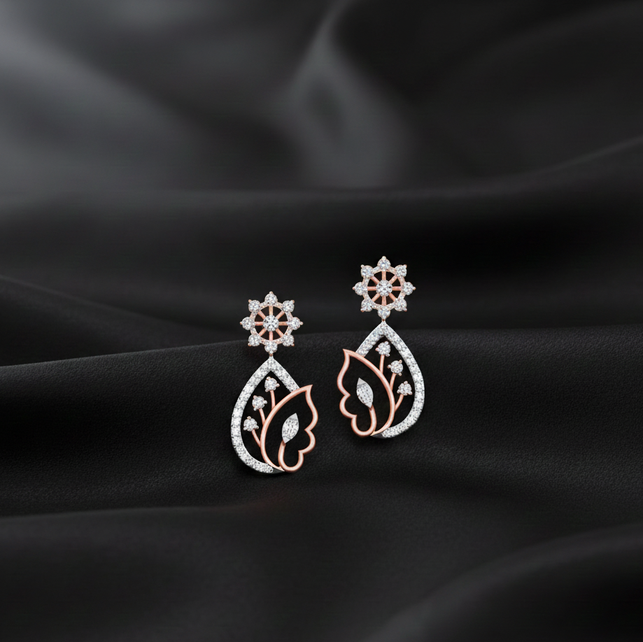 Glittering Diamond Drop Earrings