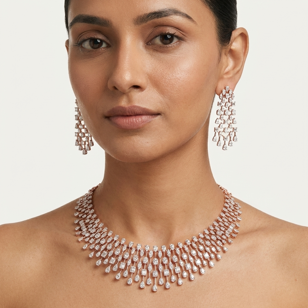 Bridal Luxe Diamond Necklace Set - 4