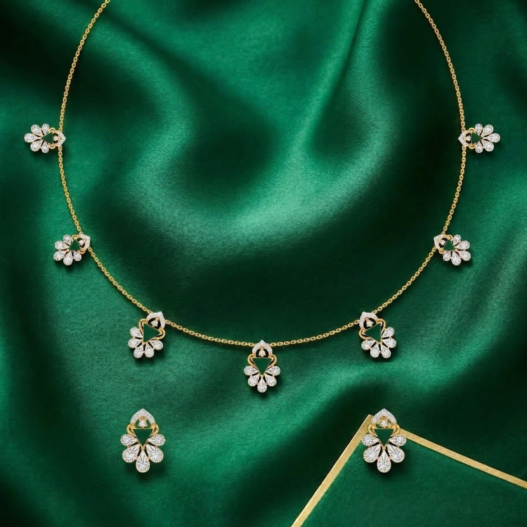 Elegant Diamond Charm Necklace Set