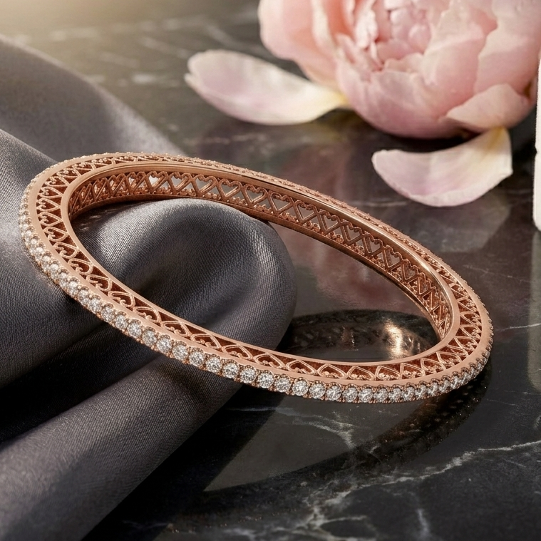 Floral Stone Diamond Bangles