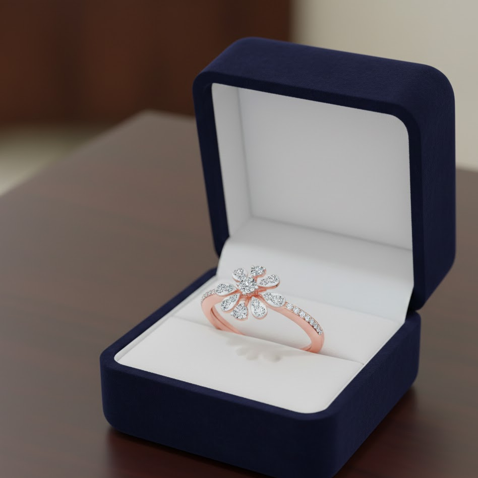 Elegant Blossom Diamond Ladies Ring