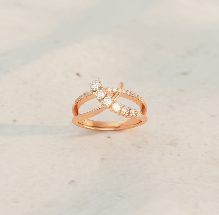 Kinetic Linear Diamond Ring