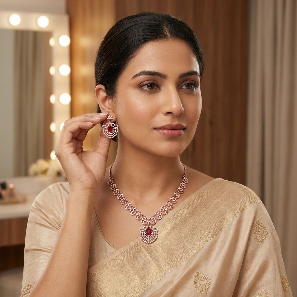 Shimmering Diamond Classic Necklace Set - 4