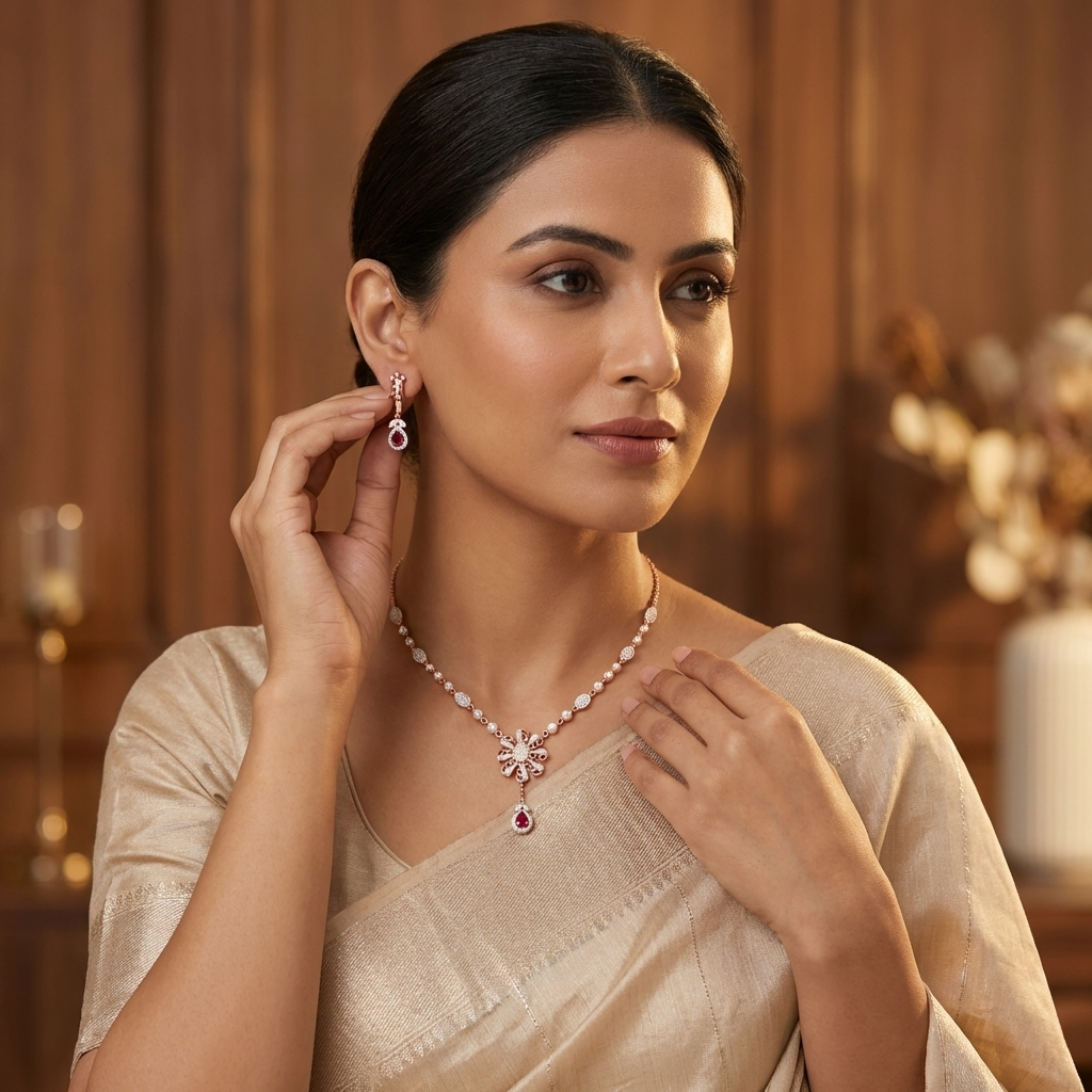 Modern Diamond Charm Necklace Set - 3