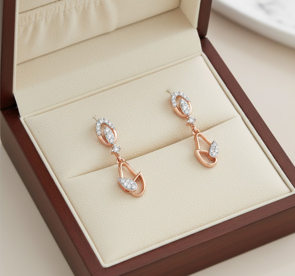 Celestique Radiant Diamond Drop Earrings