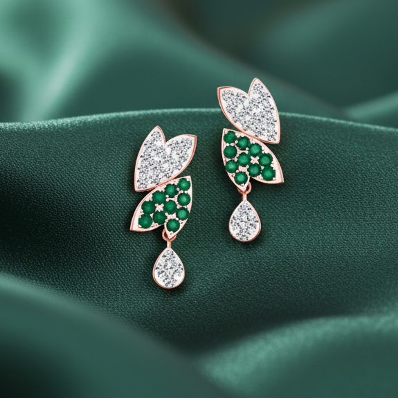 Floral Rise Dangler Diamond Earrings