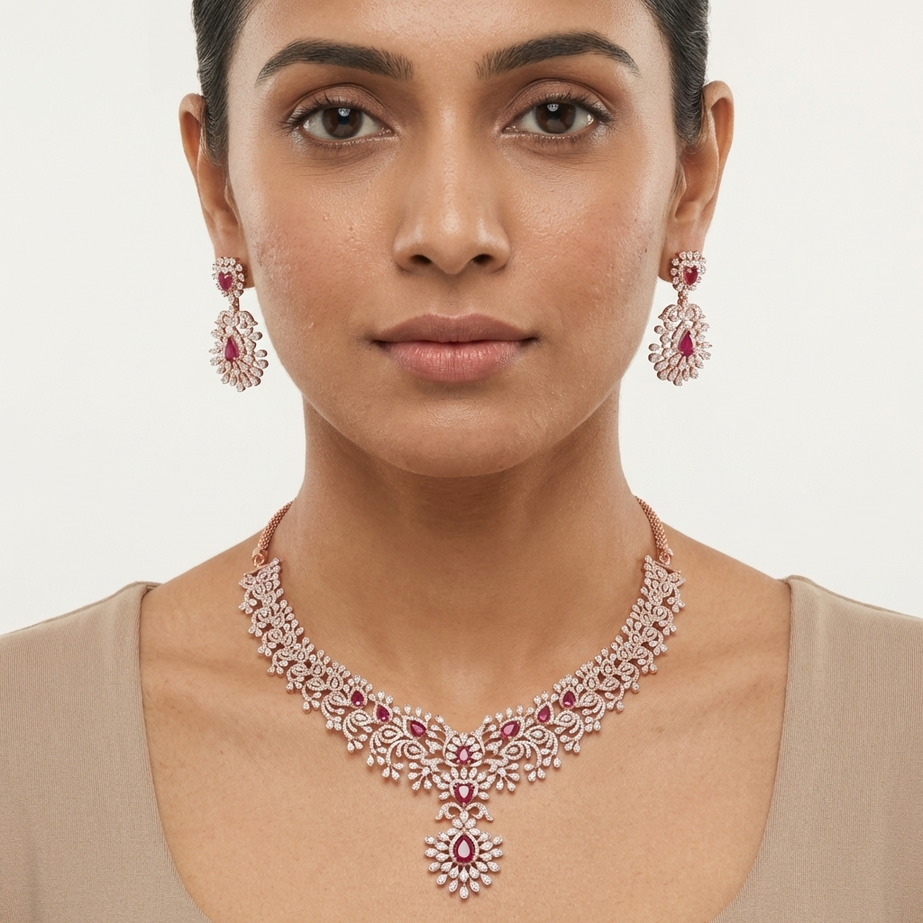 Imperial Diamond Dazzle Necklace Set - 4
