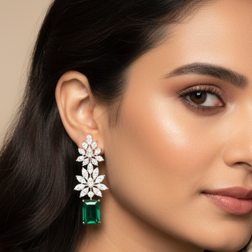 Elegant Evening Diamond Dangler Earrings - 4