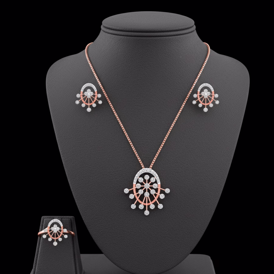 Elegant Diamond Pendent Sets-18K-SI-IJ