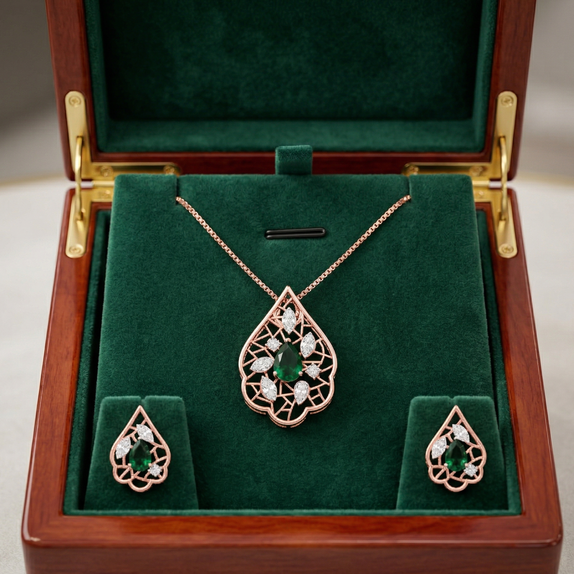 Crown Shine Diamond Pendant Set - 3
