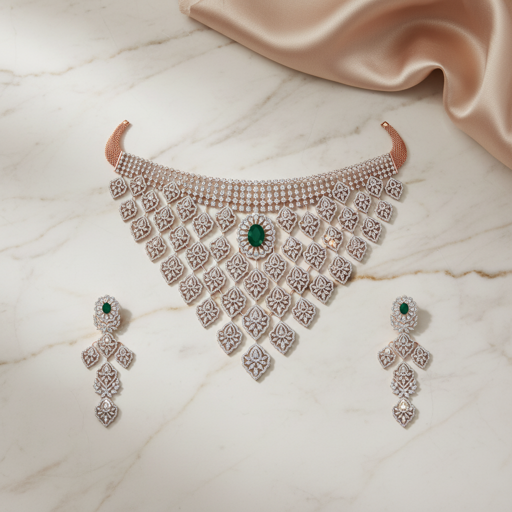 Bridal Royalty Diamond Necklace Set