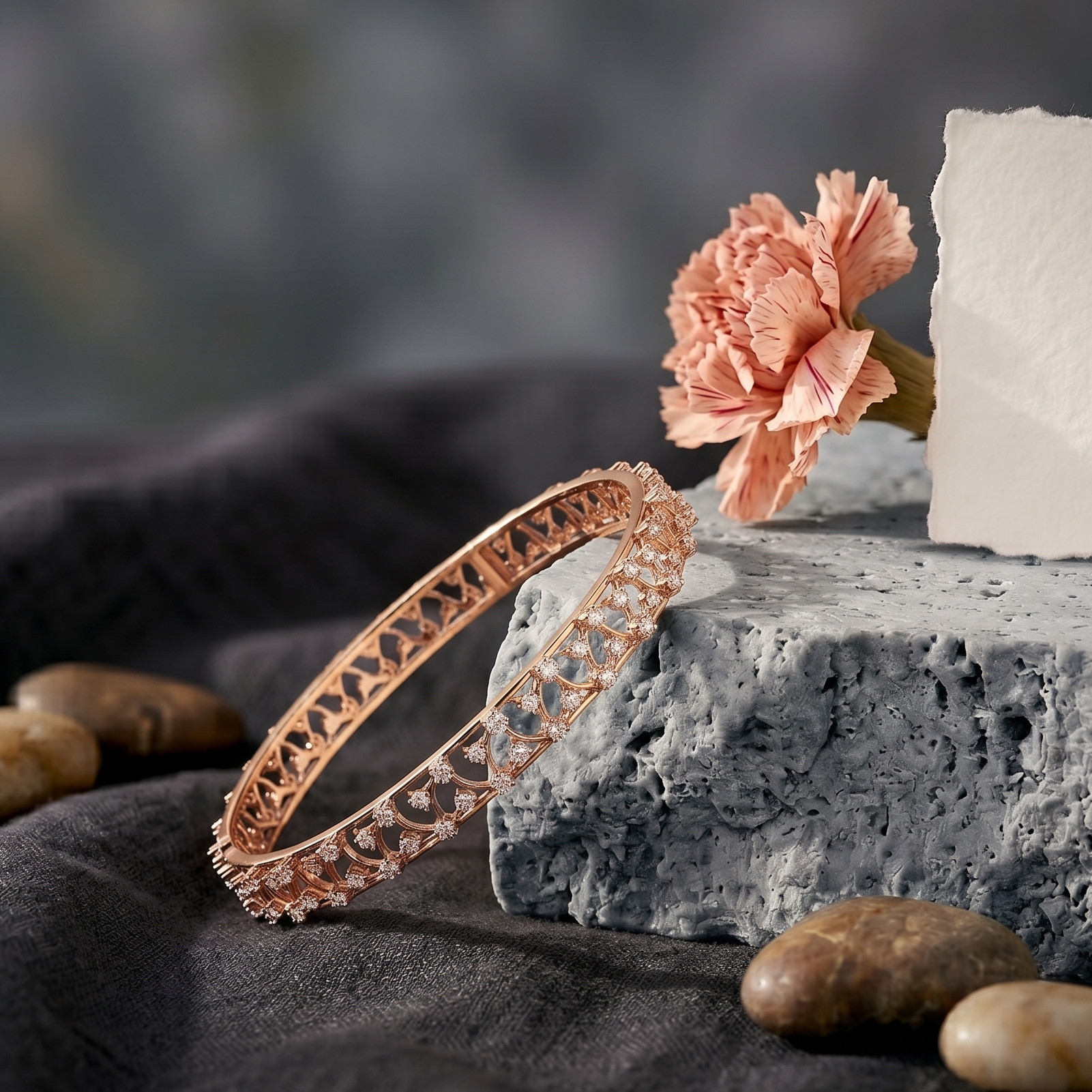 Stone Studded Diamond Bangles