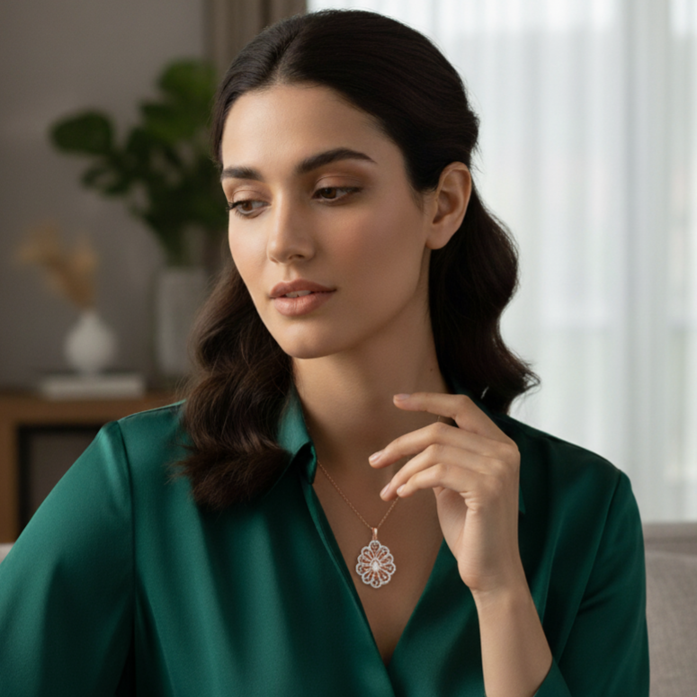 Elegant Curve Diamond Pendant - 3