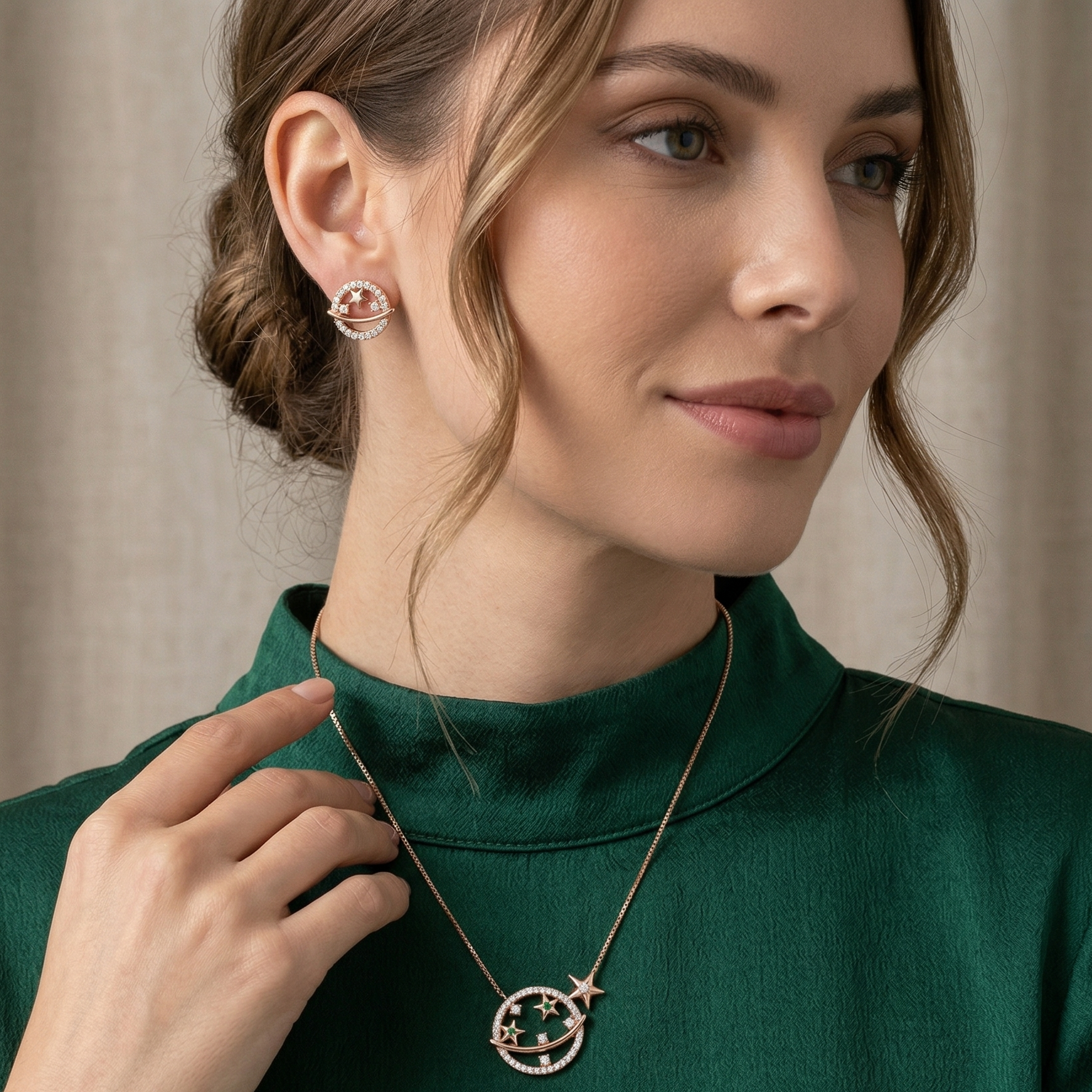 Stellar Glow Diamond Pendant Set - 3
