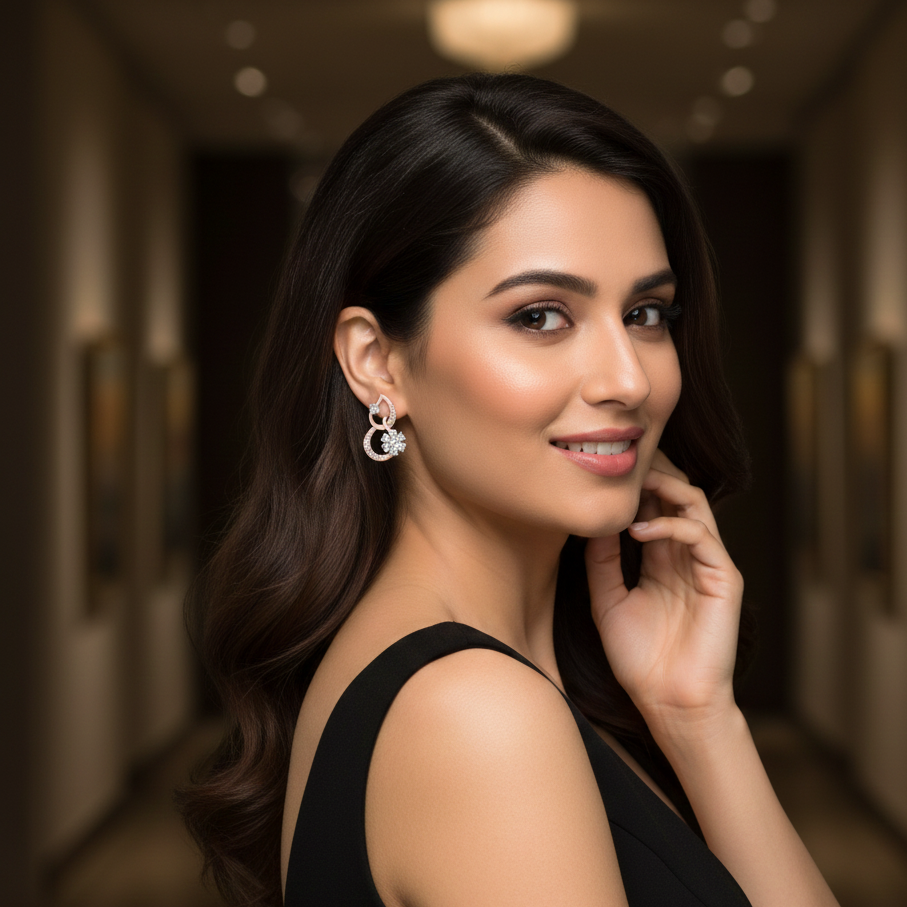 Crystal Glow Diamond Stud Earrings
