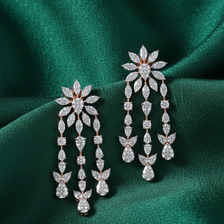 Elegant Luxury Diamond Dangle Earrings