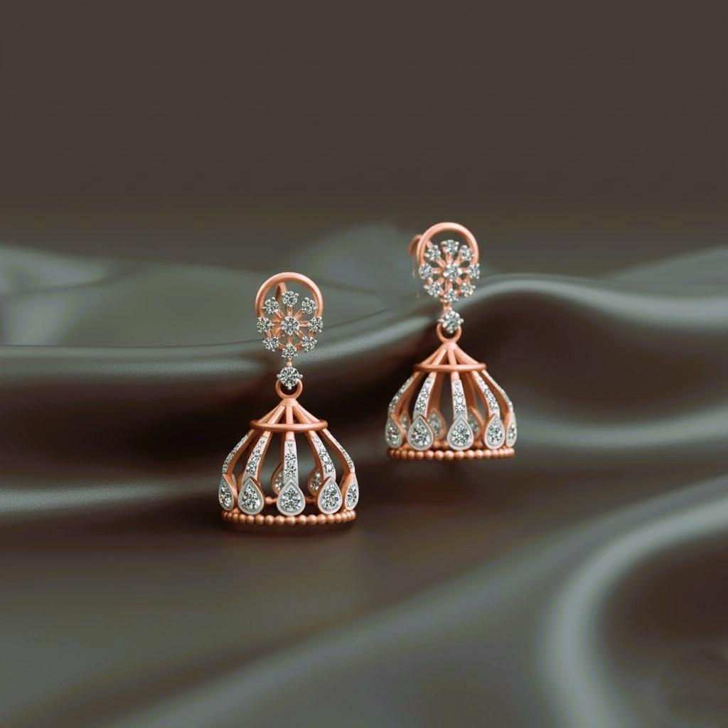 High-Shine Diamond Jhumkis
