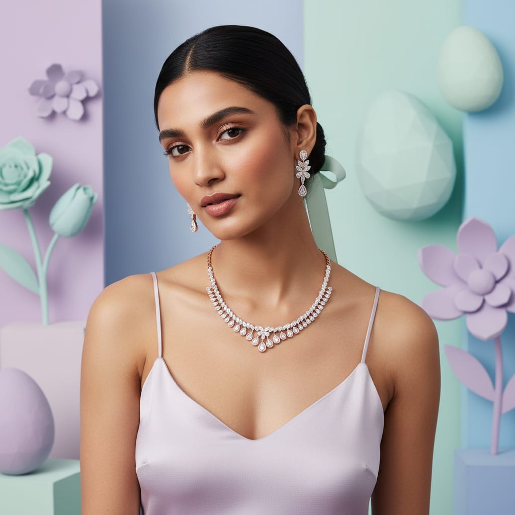 Ethereal Diamond Dazzle Necklace Set - 3