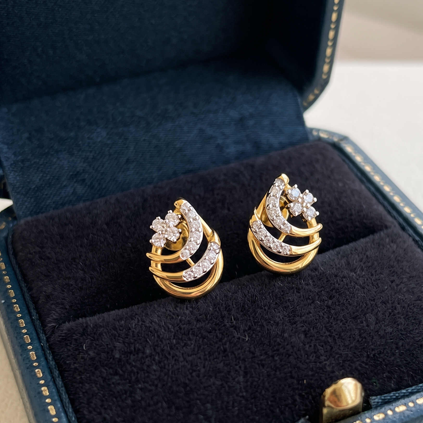Sophisticated Silver-Tone Diamond Earrings