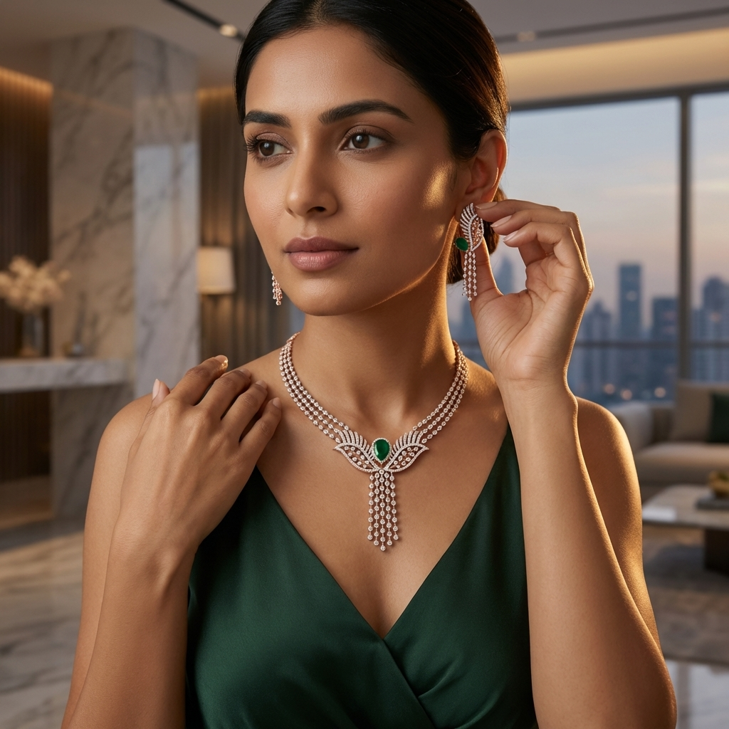 Velvet Diamond Glow Necklace Set - 4