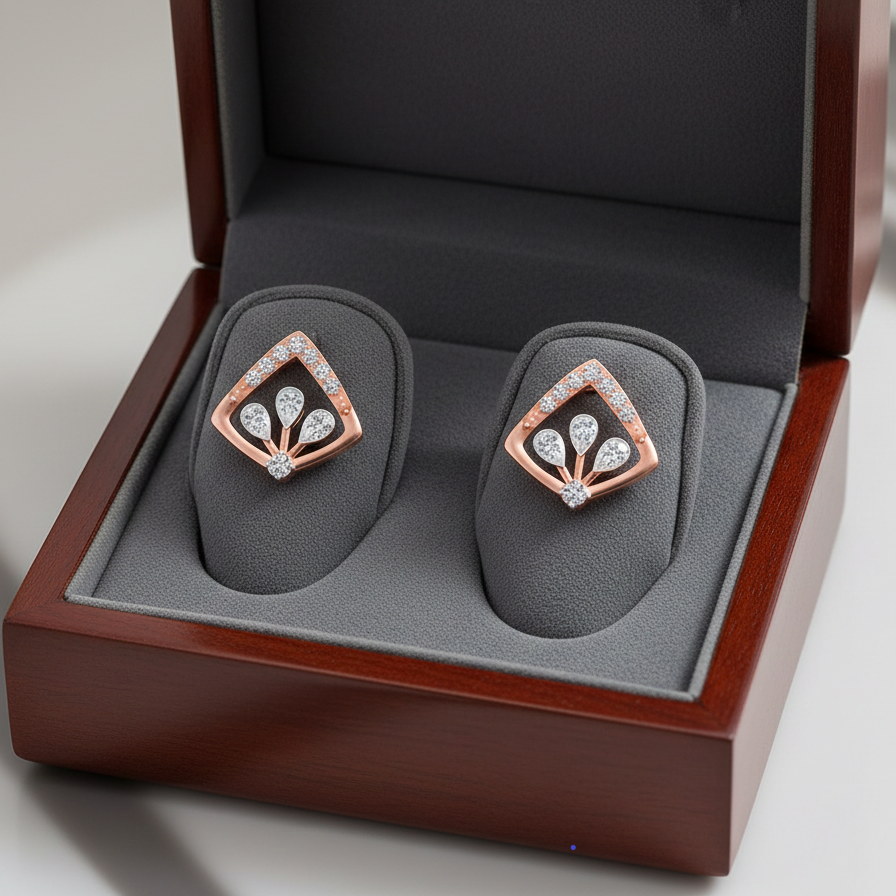 Diamond Charm Drop Earrings