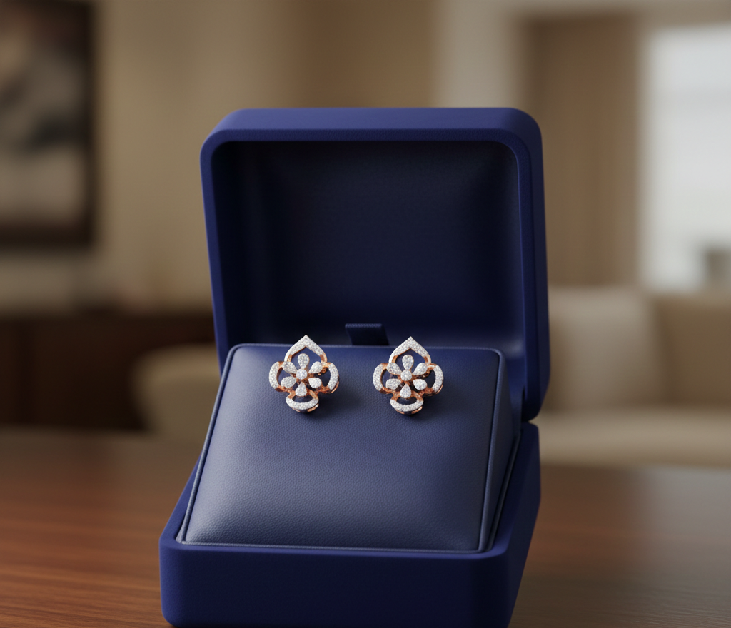 Contemporary Diamond Stud Earrings