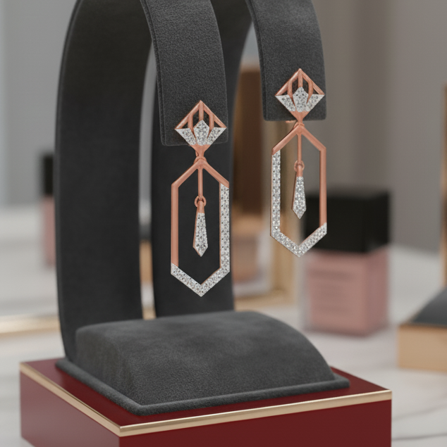 Regal Wave Dangler Diamond Earrings - 3