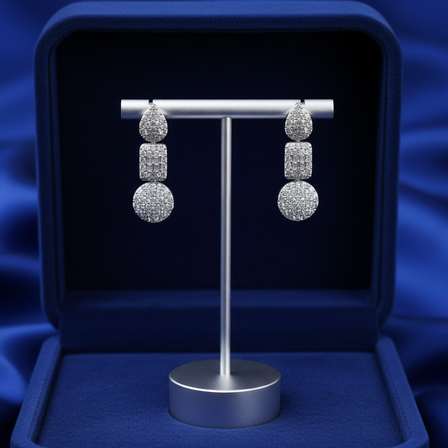 Bridal Diamond Dangler Earrings - 3