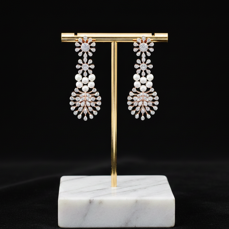 Classy Diamond Hanging Earrings - 3