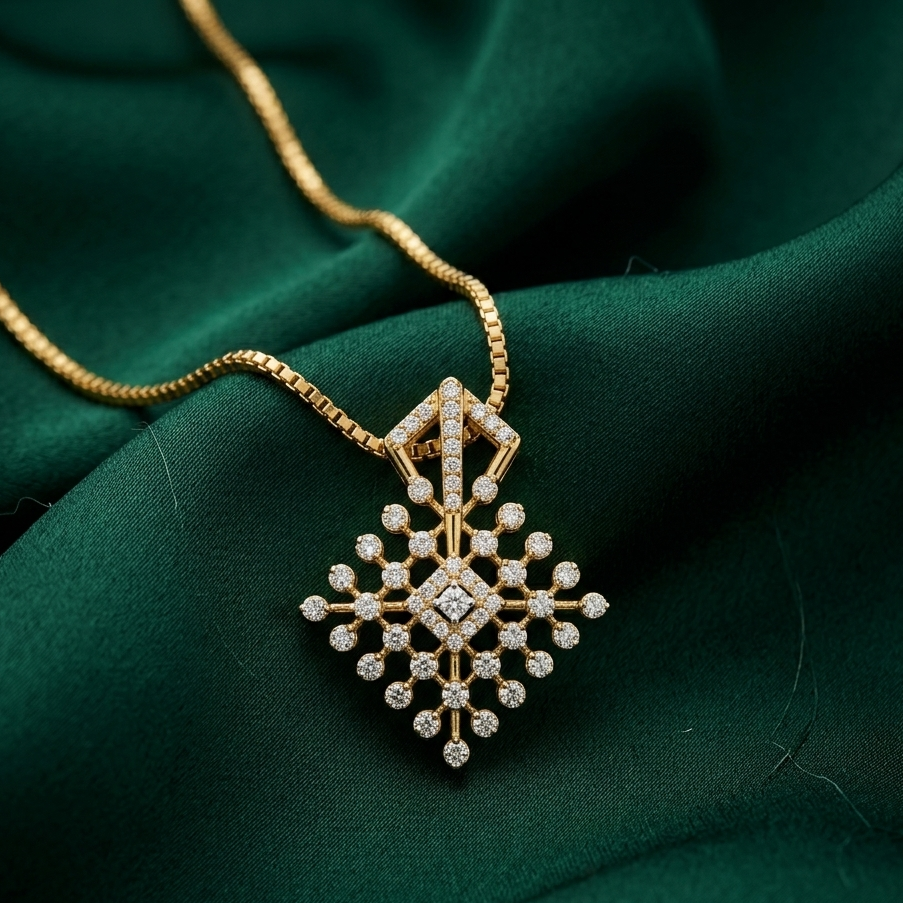 Diamond Enchanted Leaf Pendant