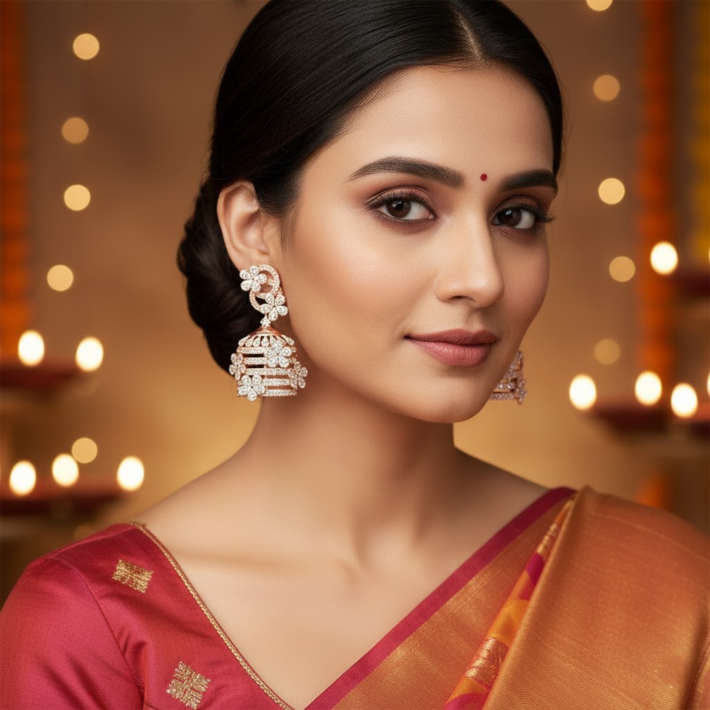 Trendy Elegant Diamond Jhumkis