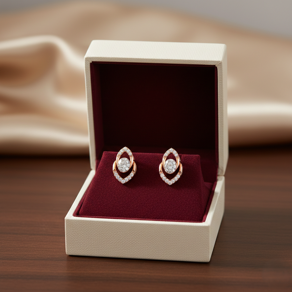Marquise Halo Diamond Stud Earrings - 3