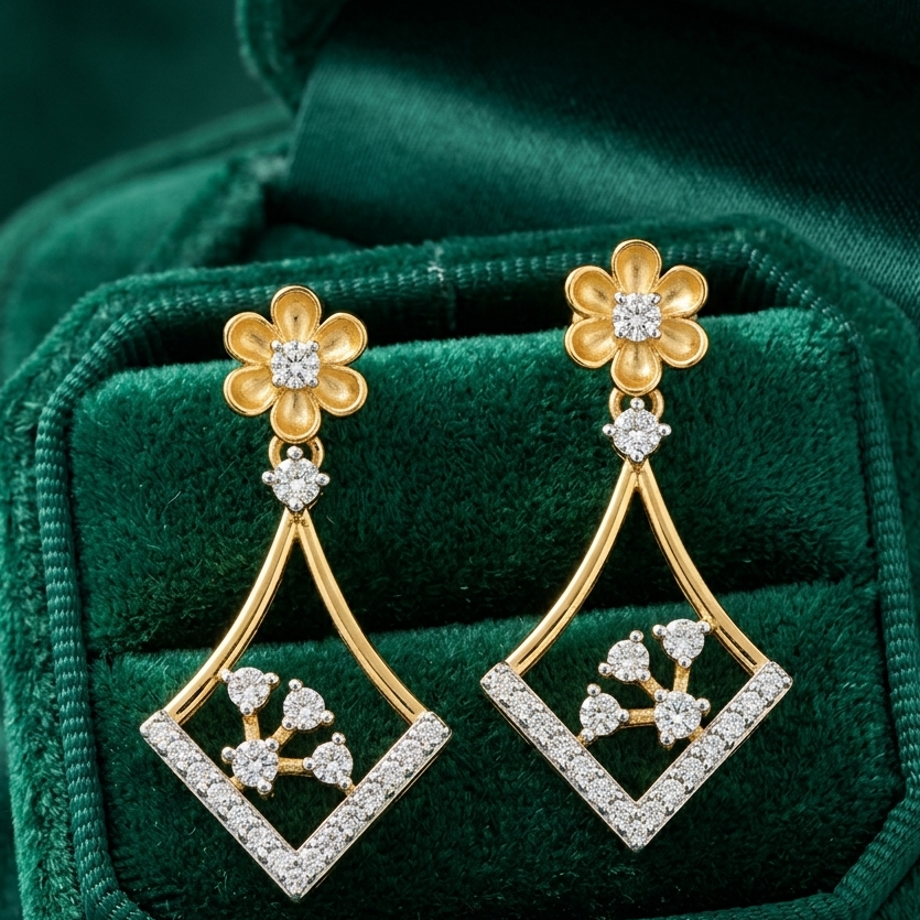Premium Teardrop Dangle Diamond Earrings
