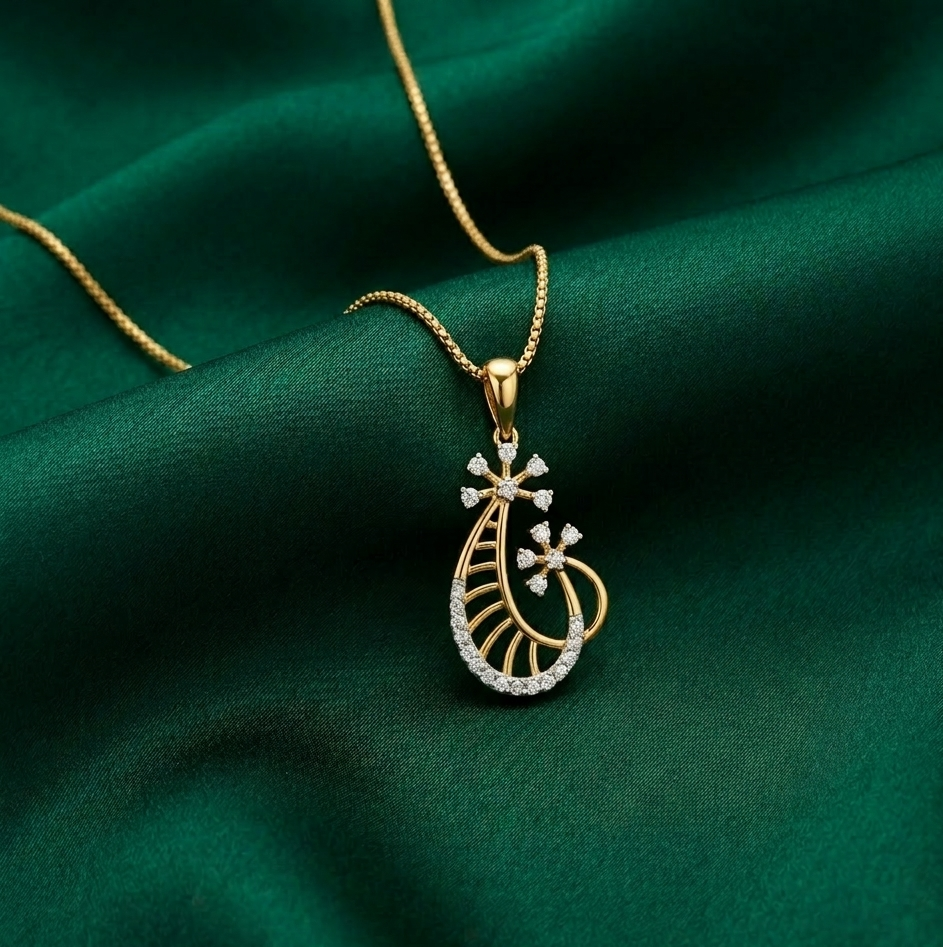 Crystal Fern Diamond Pendant