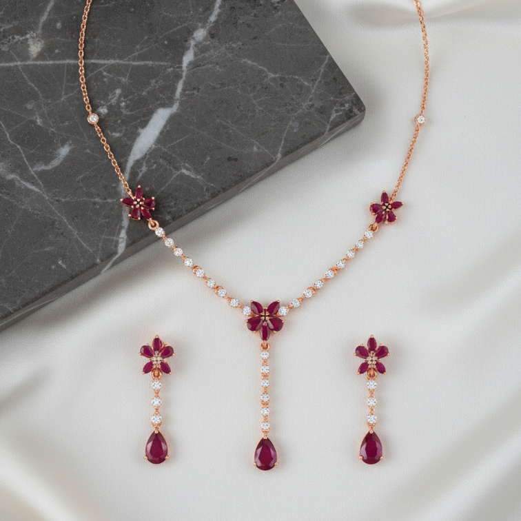 Modern Diamond Aura Necklace Set