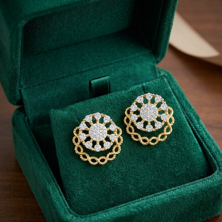 Modern Angular Diamond Drop Earrings