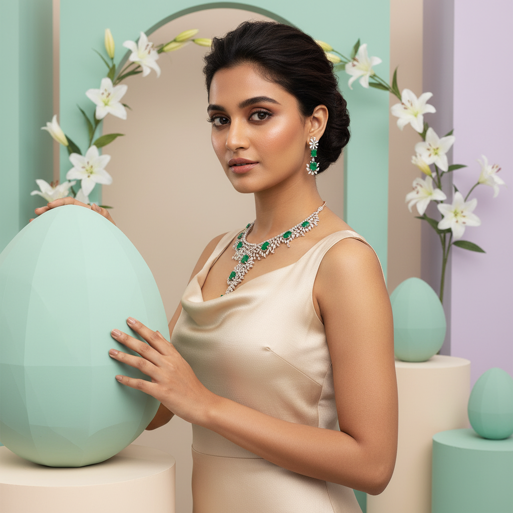 Wedding Glam Diamond Necklace Set - 4