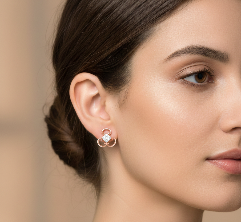 Timeless Diamond Stud Earrings in Premium Finish
