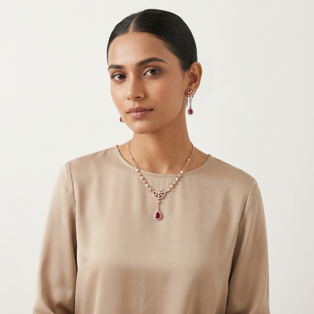 Grand Diamond Charm Necklace Set - 4