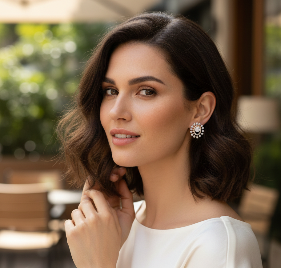 GraceLux Diamond Stud Earrings - 3