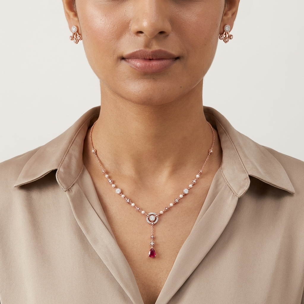 Grand Diamond Shine Necklace Set - 3
