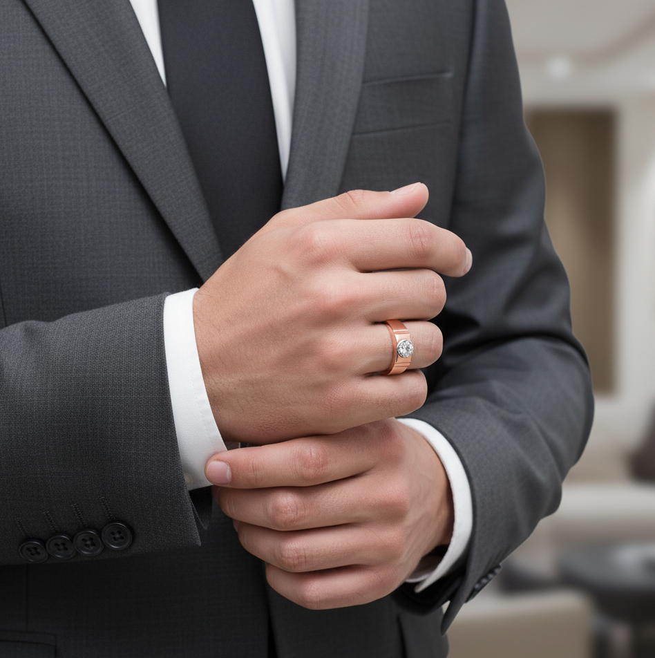 Timeless Crown Diamond Gents Ring - 4