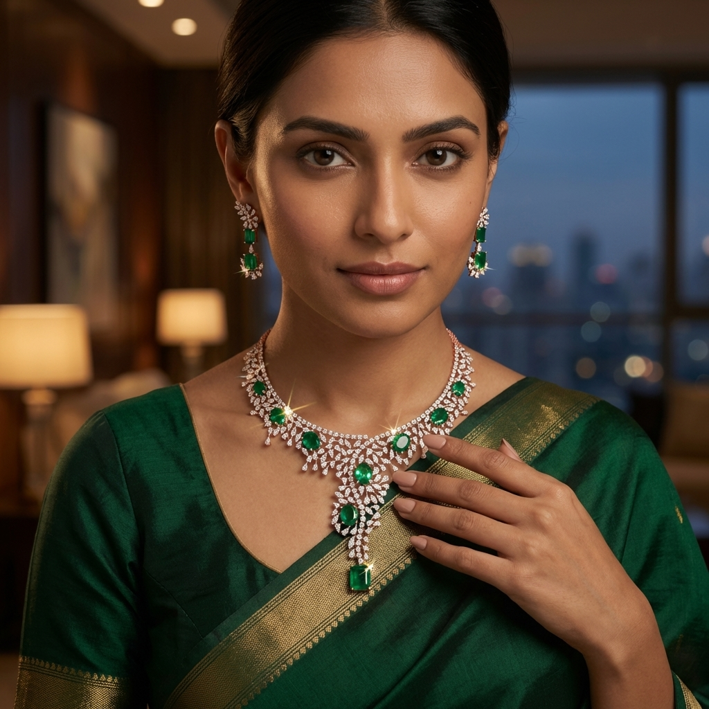 Wedding Glam Diamond Necklace Set