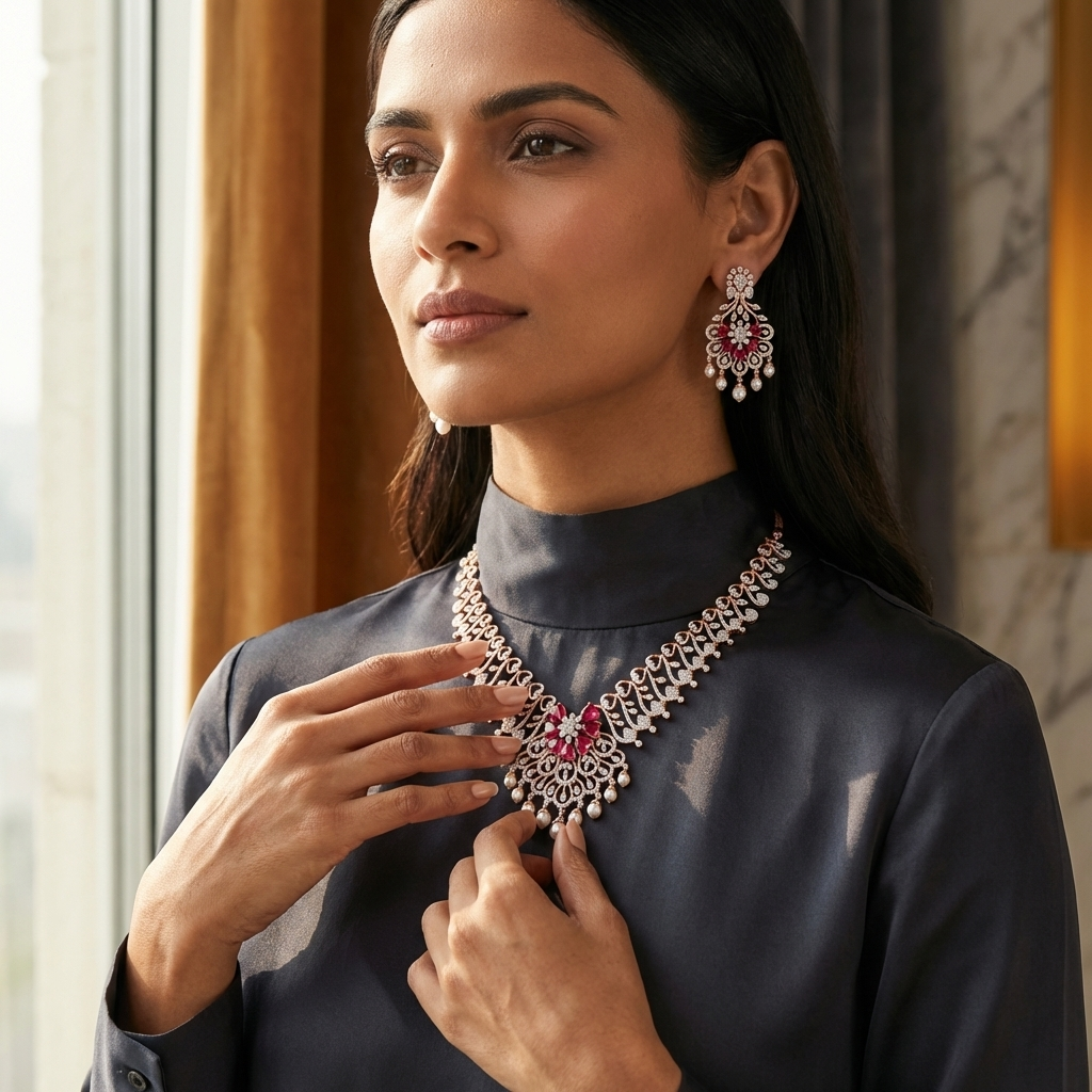 Supreme Diamond Charm Necklace Set - 4